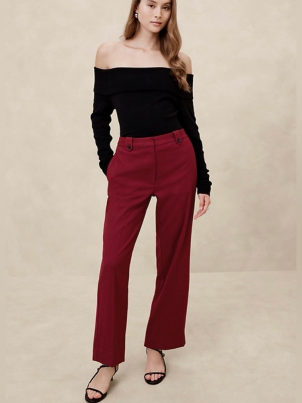 Banana Republic Red Flannel Straight Trouser Pants